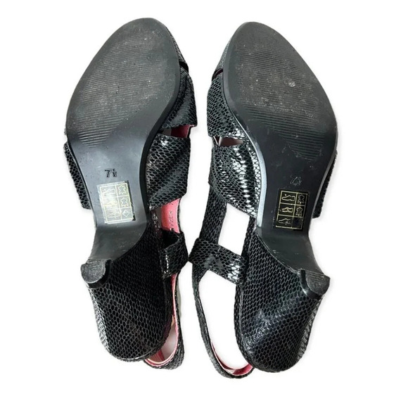 Jeffrey Campbell Frizon Black Leather Slingback Peep-toe  Snake Pump - Picture 10 of 11